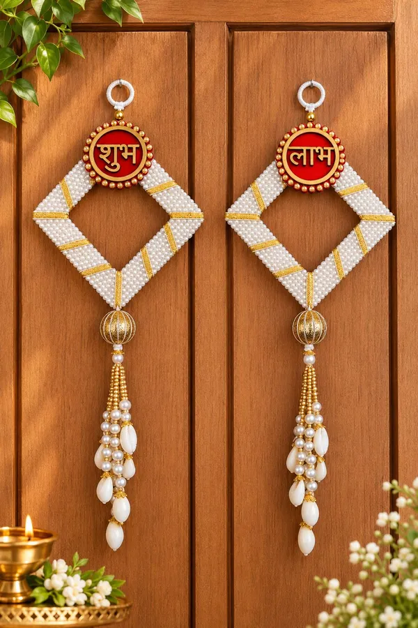 ArtiKa_India_Shubh_Labh_Red_White_Door_Hanging_Pack_of_2_(Red_White)