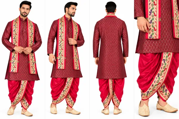 Maroon_Printed_Kurta_Dhoti_Set_for_Men