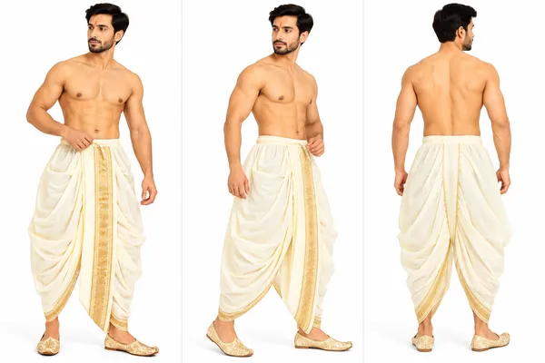 White_Traditional_Dhoti_With_Gold_Border_for_Men