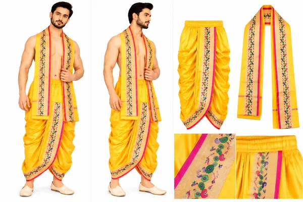 Yellow_Embroidered_Dhoti_Set_for_Men