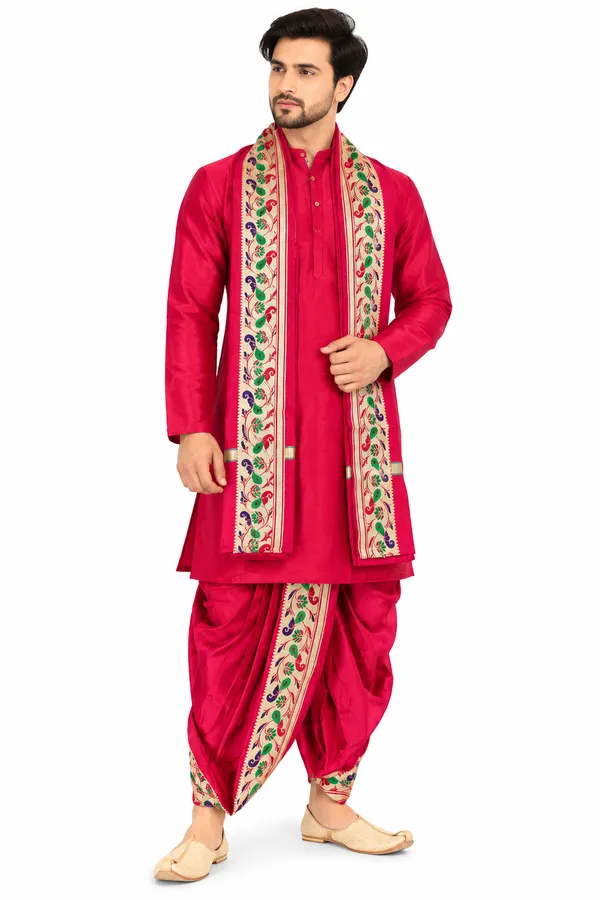 Red_Traditional_Kurta_Dhoti_Set_for_Men