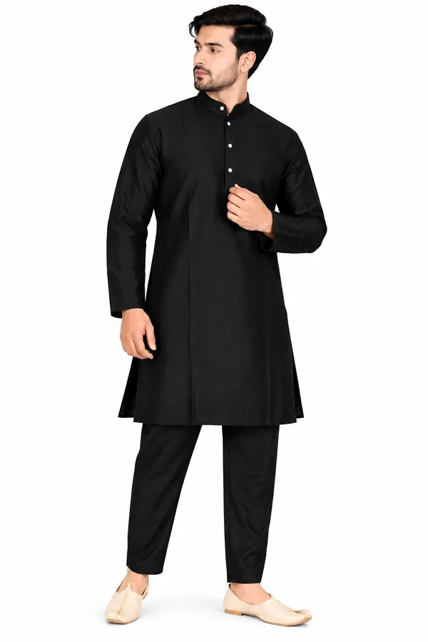 Black_Mandarin_Collar_Kurta_Pajama_Set_for_Men