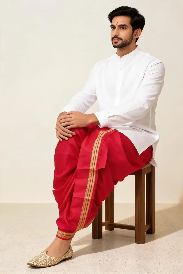 Rani_Pink_Silk_Traditional_Dhoti_For_Men