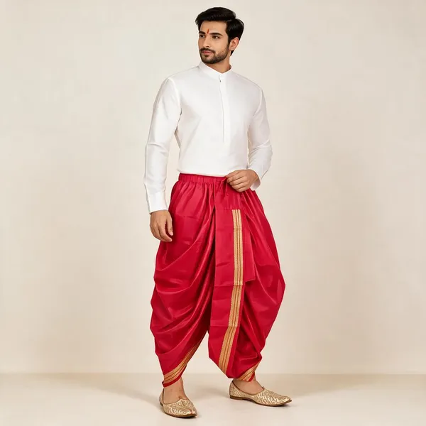 Rani_Pink_Silk_Traditional_Dhoti_For_Men