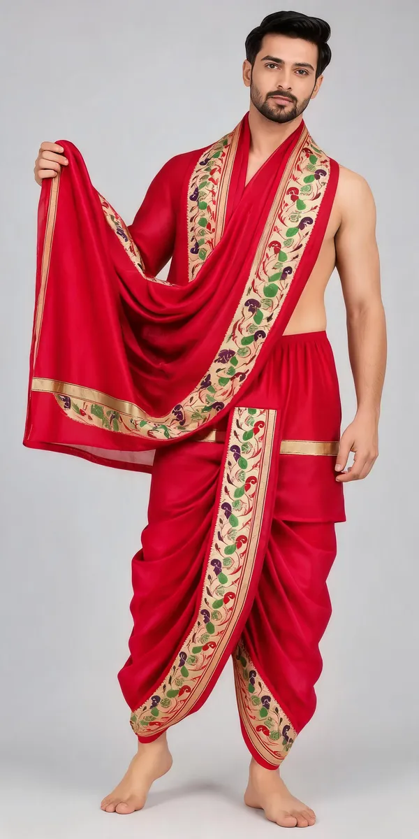 Royal_Maroon_Silk_Traditional_Dhoti_Dupatta_Set_For_Men