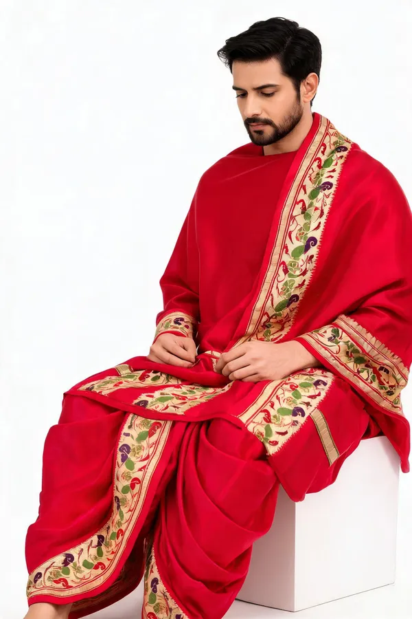 Royal_Maroon_Silk_Traditional_Dhoti_Dupatta_Set_For_Men