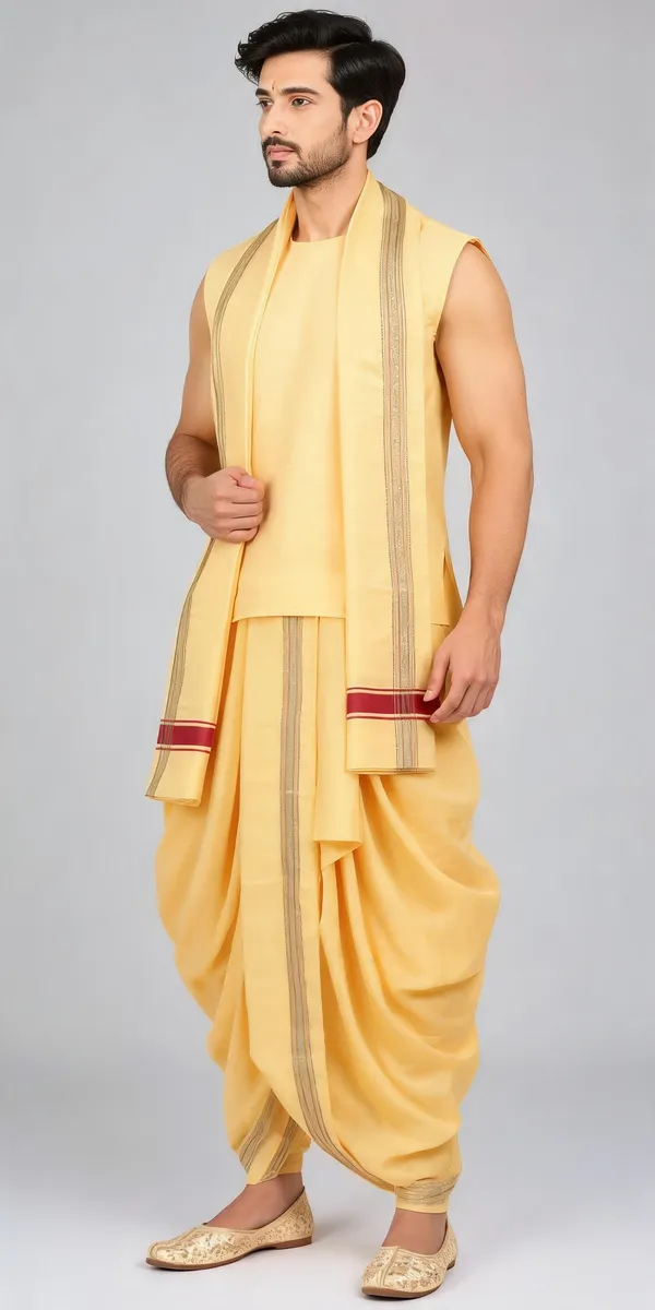 Yellow_Silk_Traditional_Dhoti_And_Angavastram_Set_For_Men