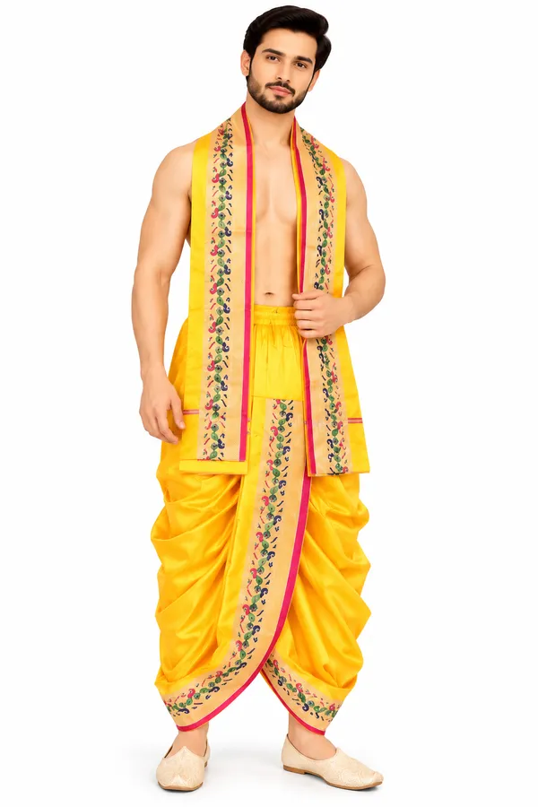 Yellow_Embroidered_Dhoti_Set_for_Men