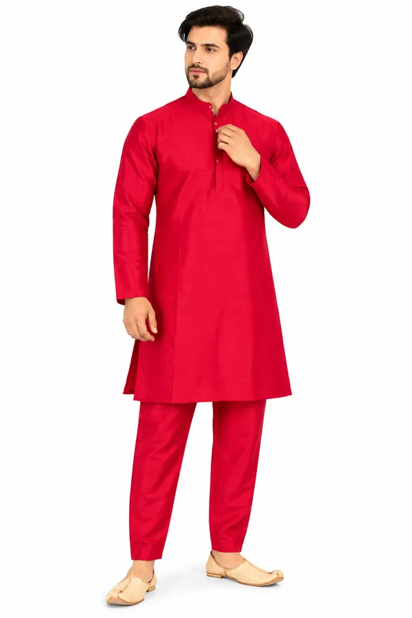 Red_Solid_Kurta_Pyjama_Set_for_Men