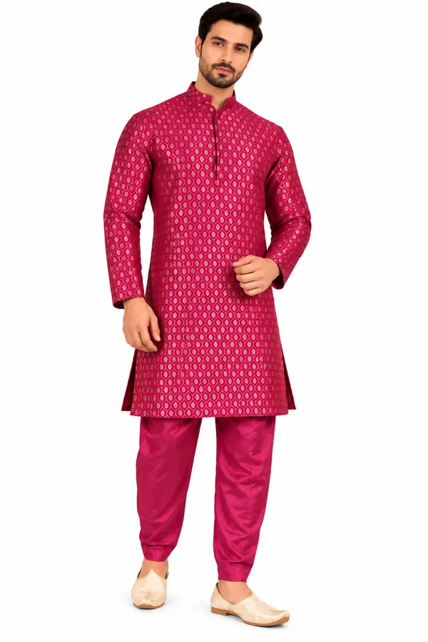 Royal_Maroon_Printed_Straight_Kurta_Pajama_Set_for_Men