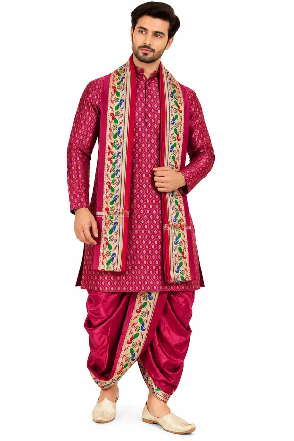 Royal_Maroon_Printed_Kurta_Dhoti_Set_for_Men