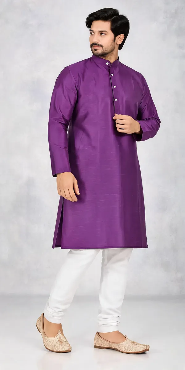 Purple_Slub_Straight_Kurta_For_Men