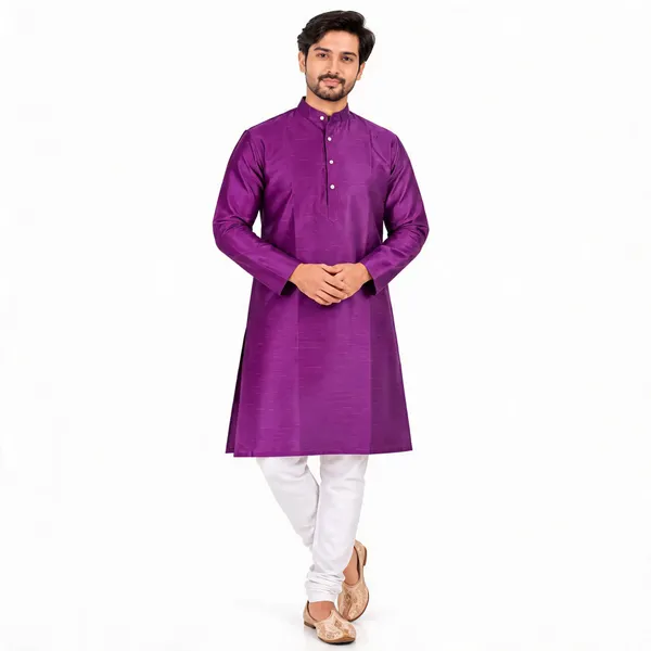 Purple_Slub_Straight_Kurta_For_Men