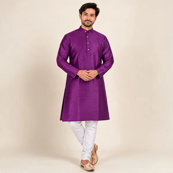 Purple_Slub_Straight_Kurta_For_Men