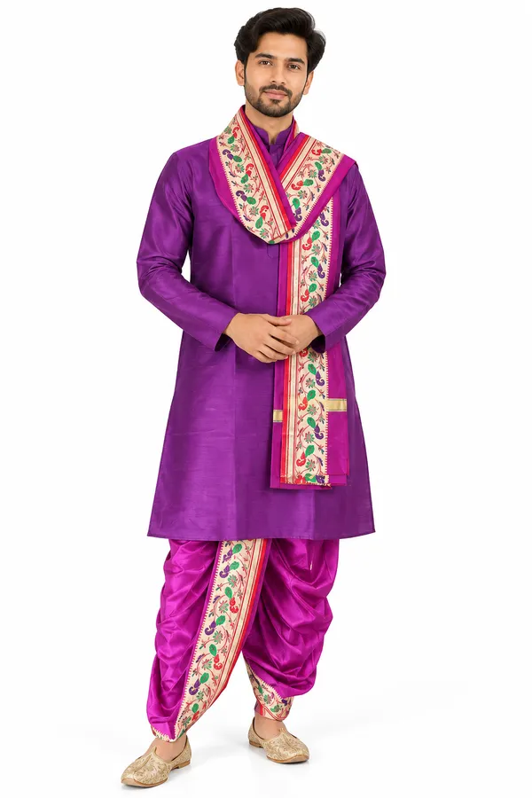 Purple_Silk-Look_Kurta_Pajama_Set_for_Men