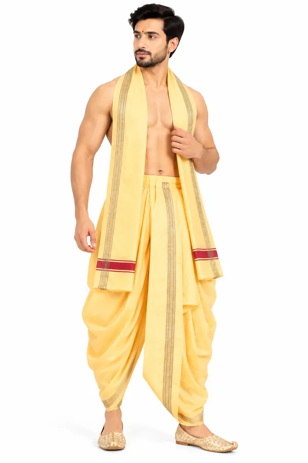 Yellow_Traditional_Dhoti_And_Angavastram_Set_for_Men