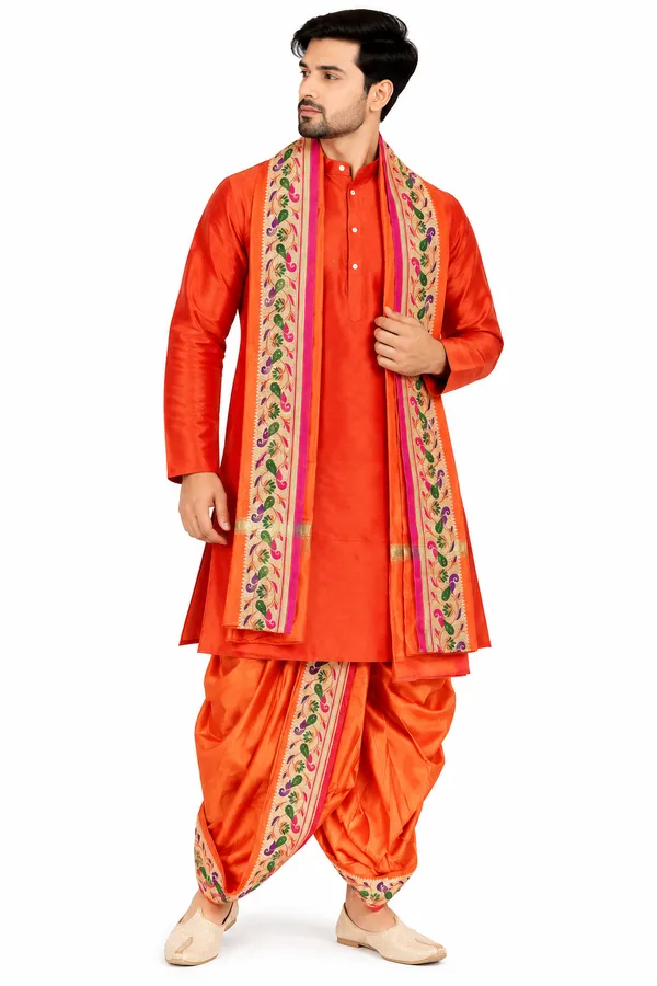 Orange_Traditional_Kurta_Dhoti_Set_for_Men