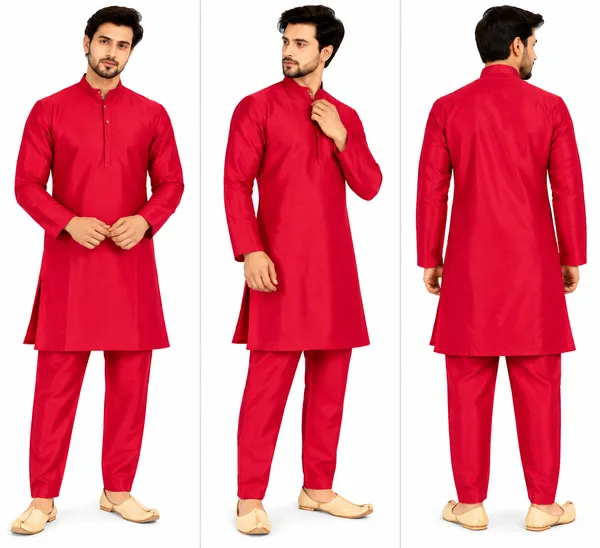 Red_Solid_Kurta_Pyjama_Set_for_Men