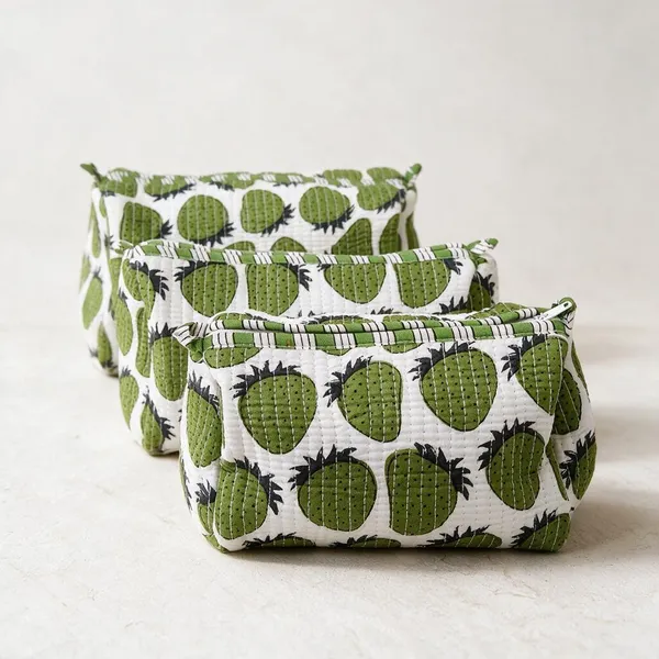 Quilted_Cotton_Toiletry_Bag_Set_Strawberry_Print_Zipper_Closure_Set_Of_3