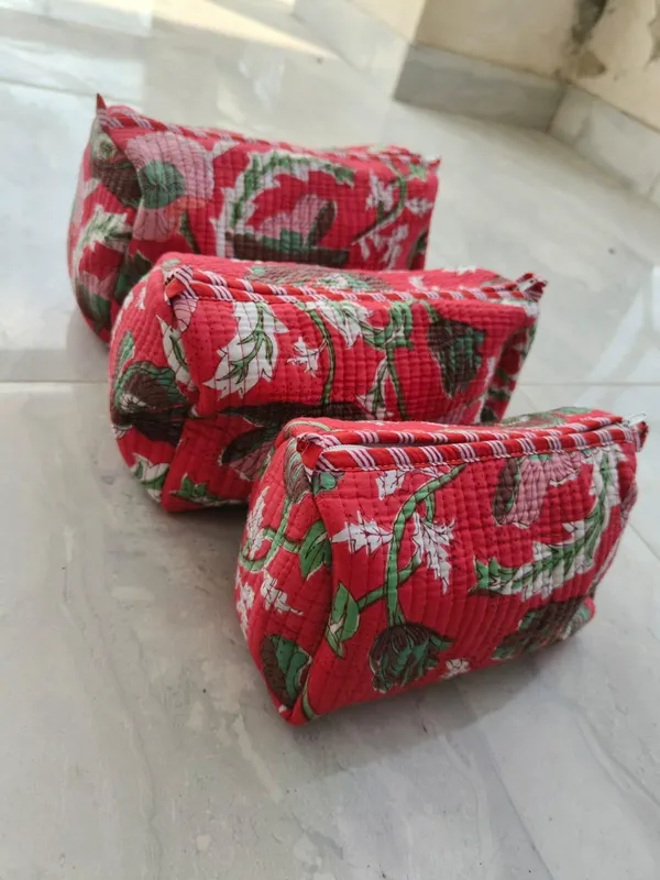 Women_Cosmetic_Organizer_Set_Of_3_Quilted_Cotton_Beauty_Storage_Pouch_Water_Resistant