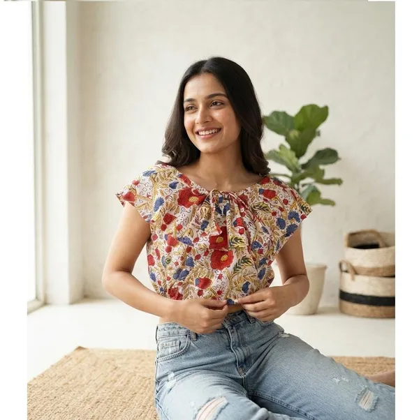 Comfortable_Cotton_Summer_Top_Floral_Printed_Flared_Neck_Design_Boho_Short_Top_for_Women
