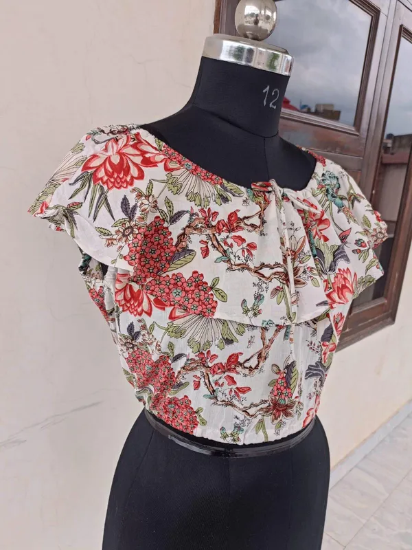 Bohemian_Floral_Printed_Cotton_Flared_Neck_Design_Women_Short_Top_For_Daily_Wear
