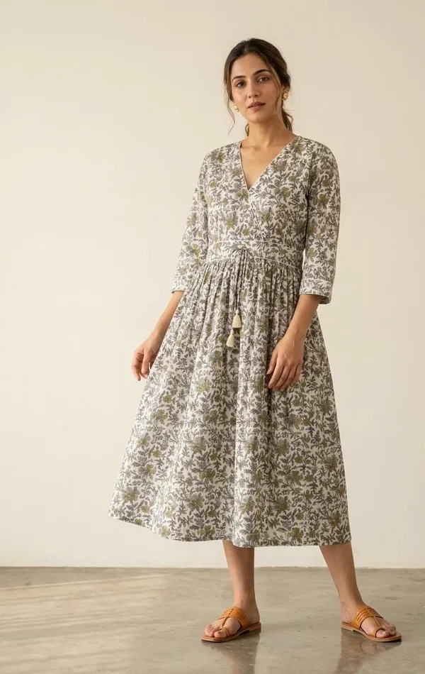 100%_Cotton_Floral_Maxi_Dress_Boho_Fit_And_Flare_Beach_Party_Wear