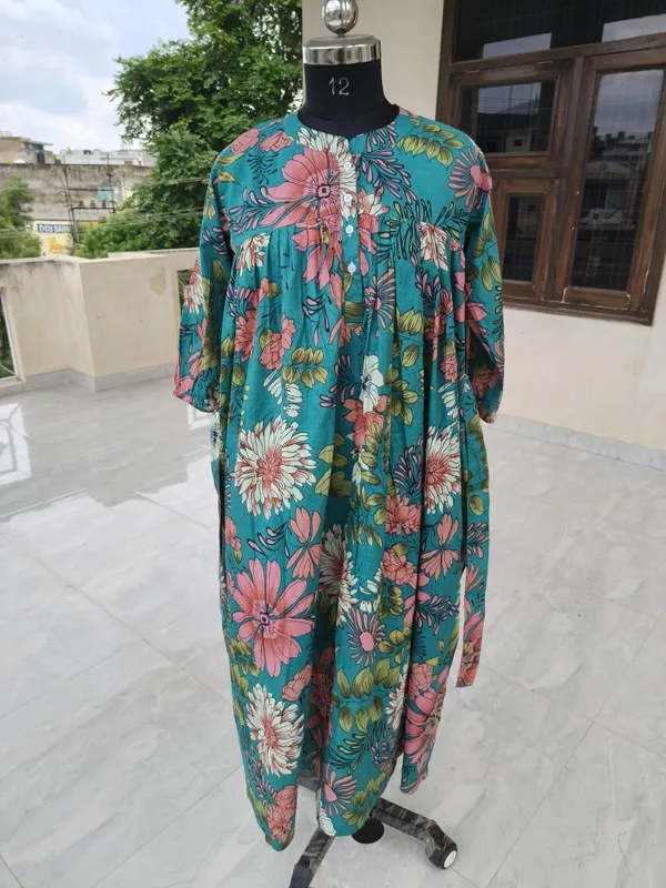 100%_Cotton_Boho_Floral_Maxi_Dress:_Fit_and_Flare_Beachwear