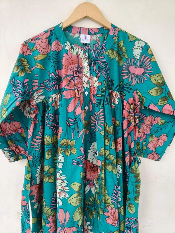 100%_Cotton_Boho_Floral_Maxi_Dress:_Fit_and_Flare_Beachwear