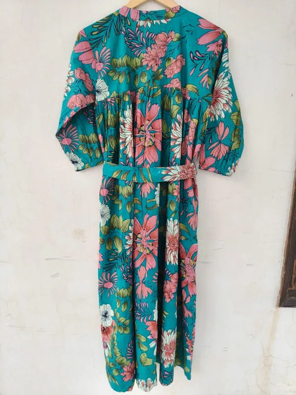 100%_Cotton_Boho_Floral_Maxi_Dress_Fit_And_Flare_Beachwear