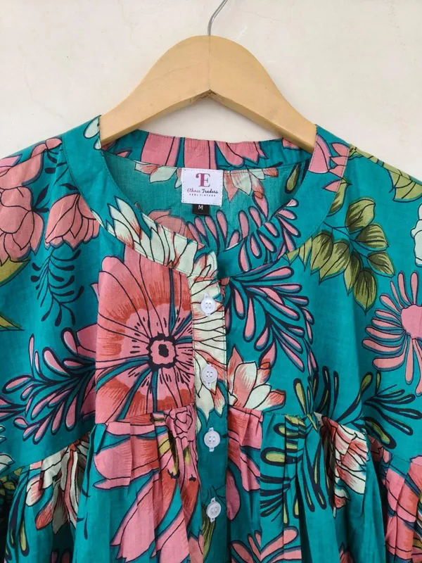 100%_Cotton_Boho_Floral_Maxi_Dress_Fit_And_Flare_Beachwear