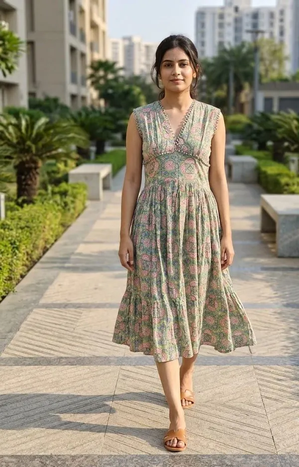 Bohemian_Floral_Cotton_Maxi_Dress:_Fancy_V-Neck,_Fit_&_Flare,_Summer_Casual_Wear
