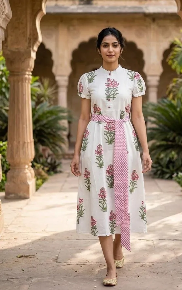 Bohemian_Floral_Cotton_Maxi_Dress_Tie_Waist_Fit_And_Flare_Short_Sleeve