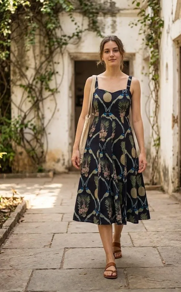 Designer_Bohemian_Maxi_Dress_Pure_Cotton_Floral_Printed_Fit_And_Flare_Comfortable_Casual_Outfits