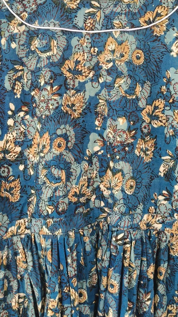 100%_Cotton_Floral_Maxi_Dress_3/4_Sleeve_Boho_Fit_&_Flare_Summer