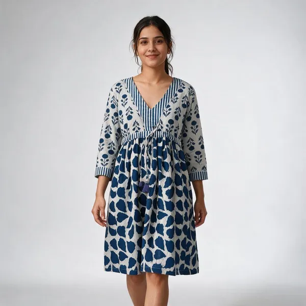 Bohemian_Floral_Cotton_Maxi_Dress_3/4_Sleeve_Relaxed_Fit_Summer_Style