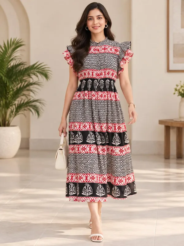 Bohemian_Floral_Cotton_Maxi_Dress_Fit_And_Flare_Short_Flare_Sleeves
