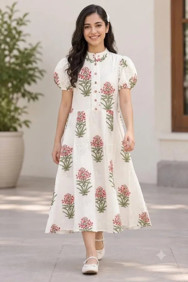Bohemian_Floral_Printed_Maxi_Dress_With_Fancy_Sleeve_Fit_And_Flare_Comfortable_Daily_Wear
