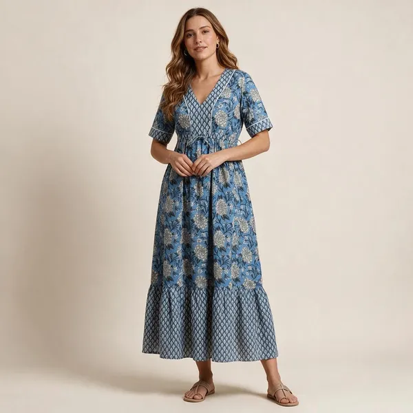 Cotton_Floral_Printed_Women_Maxi_Dress_Comfortable_&_Breathable_Summer_Wear