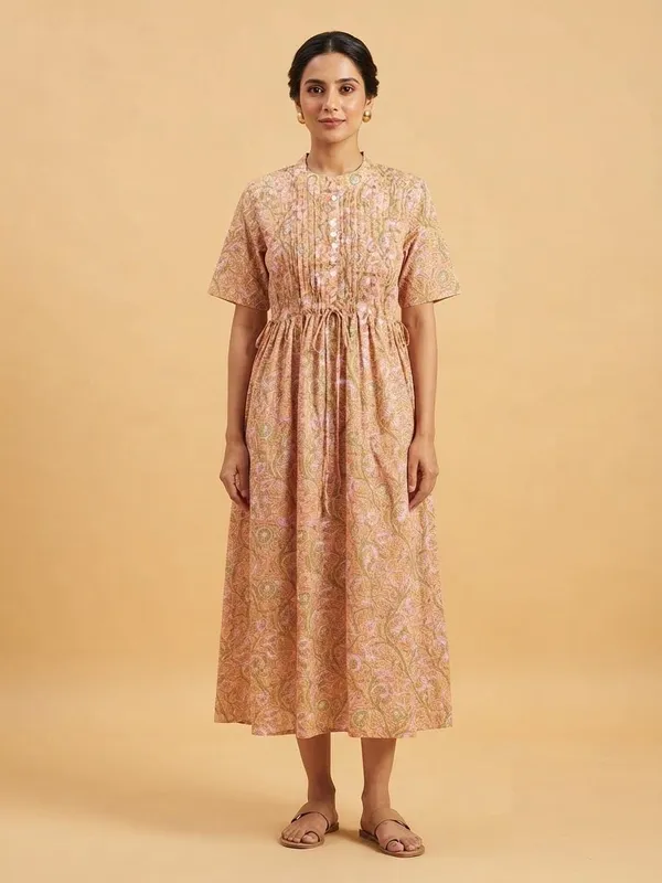 Cotton_Floral_Printed_Women_Maxi_Dress_Comfortable_&_Wrinkle_Free_Fit_And_Flare_For_Beachwear