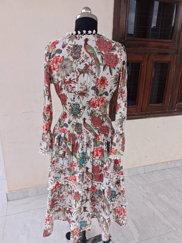 Bohemian_Cotton_Women_Printed_Maxi_Dress_With_Full_Sleeve_And_Elastic_Waistline_Comfortable_Fit_And_Flare_Casual