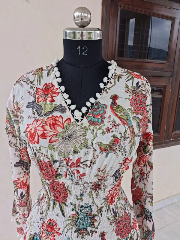 Bohemian_Cotton_Women_Printed_Maxi_Dress_With_Full_Sleeve_And_Elastic_Waistline_Comfortable_Fit_And_Flare_Casual