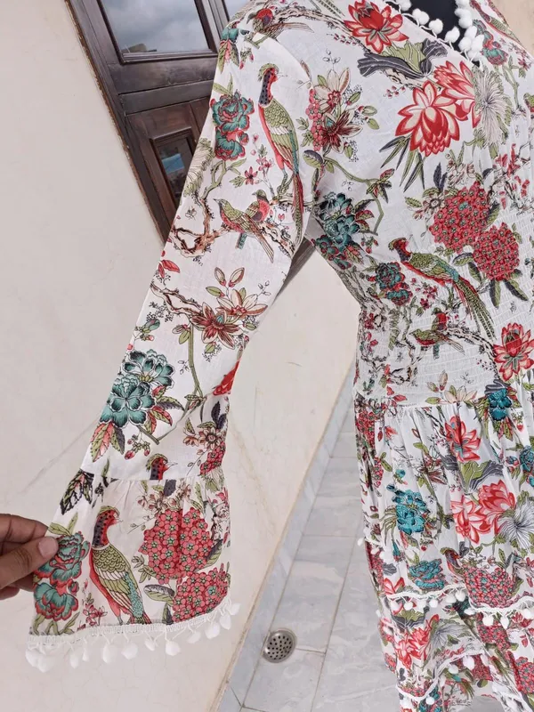 Bohemian_Cotton_Women_Printed_Maxi_Dress_With_Full_Sleeve_And_Elastic_Waistline_Comfortable_Fit_And_Flare_Casual