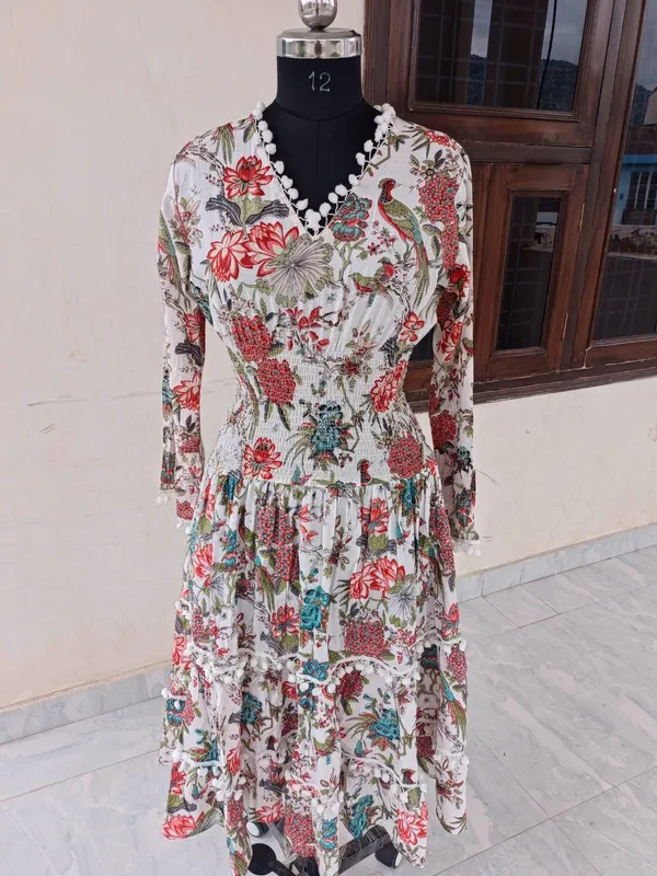 Bohemian_Cotton_Women_Printed_Maxi_Dress_With_Full_Sleeve_And_Elastic_Waistline_Comfortable_Fit_And_Flare_Casual