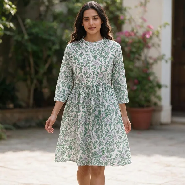 Comfortable_Cotton_Summer_Floral_Printed_Fit_And_Flare_Boho_Short_Maxi_Dress