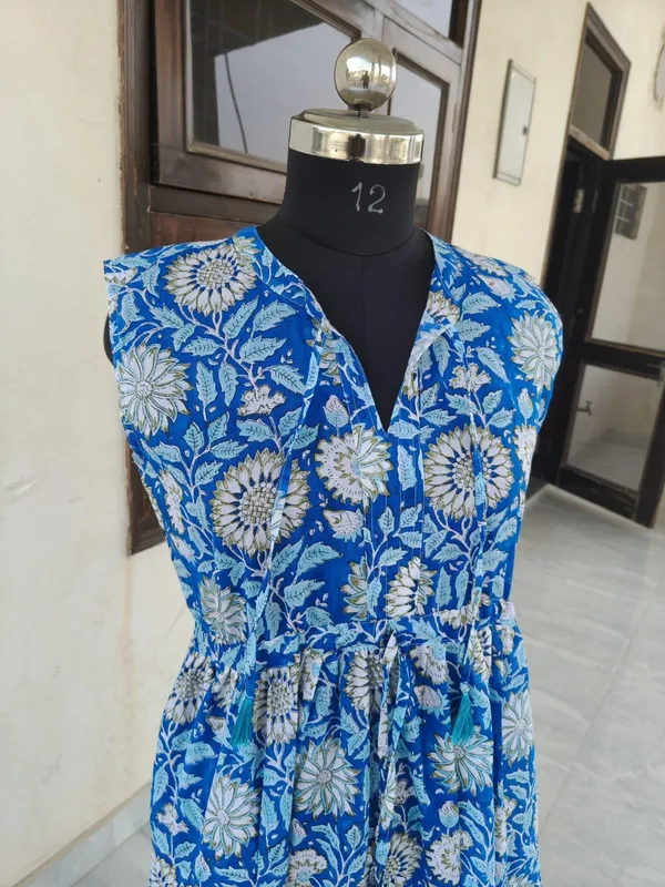 100%_Cotton_Floral_Maxi_Dress_Boho_Fit_And_Flare_Summer_Beach