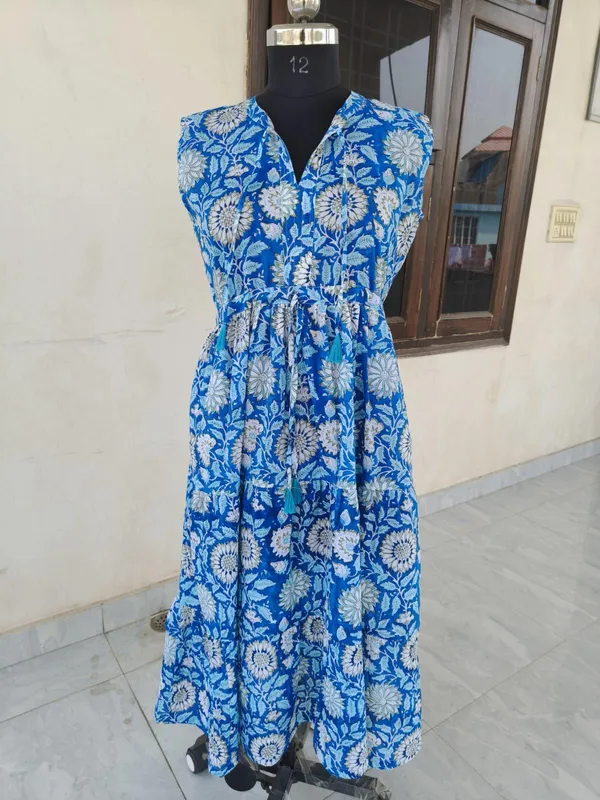 100%_Cotton_Floral_Maxi_Dress_Boho_Fit_And_Flare_Summer_Beach