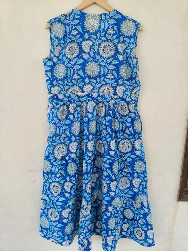 100%_Cotton_Floral_Maxi_Dress_Boho_Fit_And_Flare_Summer_Beach