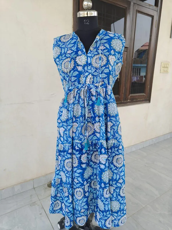 100%_Cotton_Floral_Maxi_Dress_Boho_Fit_And_Flare_Summer_Beach