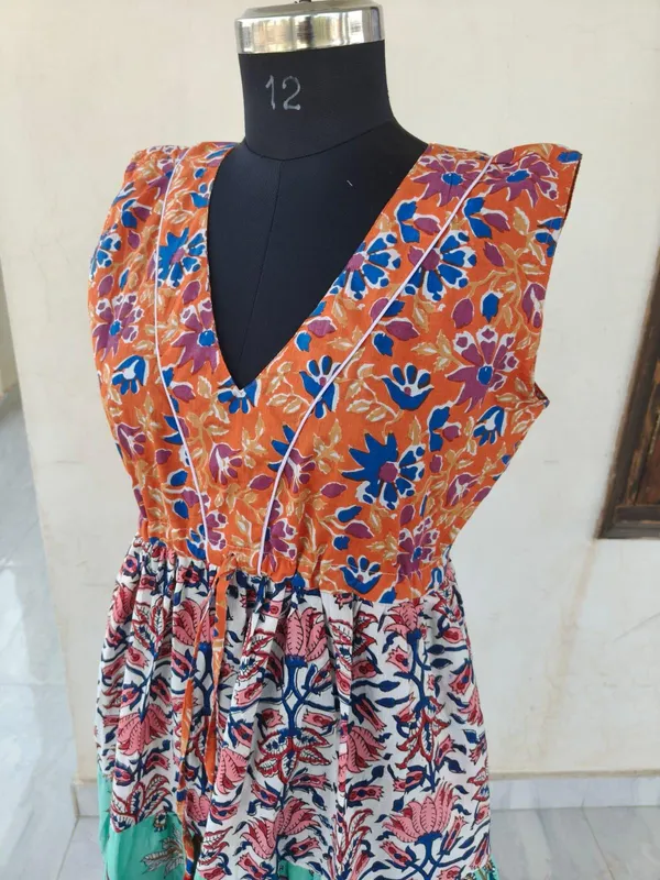 Boho_Multi_Floral_Print_Cotton_Maxi_Dress_Fit_And_Flare_Summer_Beach_Fashion
